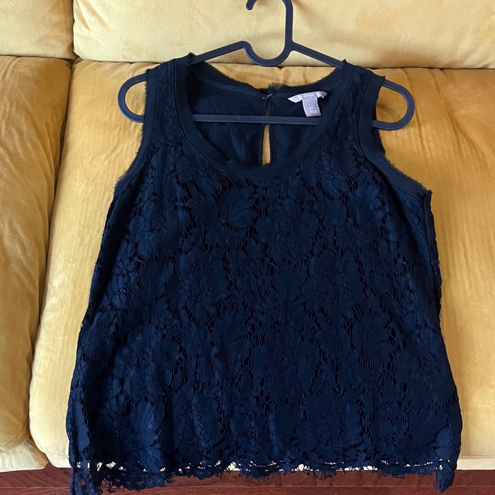 Banana Republic Navy Lace Sleeveless Blouse